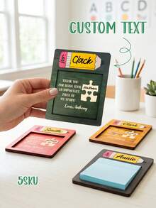 1pc Customizable Teacher Cute Classroom Sticky Note Holder, Custom Text,Personalized Pencil Shaped Note Holder,Thank You Gift For Teachers,Teacher Appreciation Back To School Gift - Multicolor - View 8