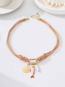 1pc Fashionable & Elegant Bohemian Style Ocean Life Jewelry Accessory Necklace, Suitable For Daily Wear, Festivals, Parties And Beach Vacation - Necklace - View 5