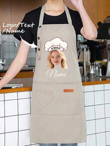 1pc Customizable Cooking Apron With Text And Personalized Photo, Suitable For Father's Day, Mother's Day, Wedding Season, Graduation, Gift For Family And Friends. Can Customize Logo, Name, And Pattern On Apron And Dishwashing Gloves - Multicolor - View 5