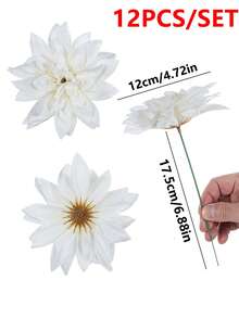 12/5支白色仿真非洲菊，假花，仿真植物，4.7英寸仿真花茎，适用于家居室内春季婚礼装饰、户外花园餐厅中心装饰、派对、礼品、新娘腕花、情人节母亲节装饰、婚礼装饰、DIY花环花束花墙拱门背景配件、前院装饰、父母礼物 - 乳白 - 查看 6
