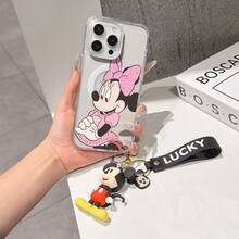 This Disney Mickey Mouse Pattern Lanyard Phone Case Features A Strong Magnetic Closure And Full Coverage Of Acrylic And TPU Material. It's Shockproof, Lightweight, And Suitable For IPhone17/16/11/13/15/15 Plus/15 Pro/15 Pro Max/12/14 Pro Max/11 Pro Max/12 Pro/12 Pro Max/13. It's A Popular Birthday Gift, Business Gift, Durable, Stain-Resistant, And Fingerprint-Resistant New Phone Case For Men And Women. It Also Includes A Mickey Mouse Phone Case And Mickey Mouse Doll Bracelet. Compatible With SamsungGalaxy S20, S21, S22, S23, And S24 Series. It's The Perfect Gift For Friends And Family. This Stylish Phone Case Is Fun, Lightweight, And Durable. IPhone17 Pro Max Phone Case, Minnie Phone Case. - 粉色 - 查看 7