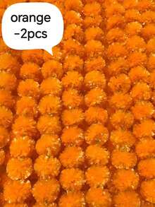 2支/3支/4支/6支/8支装万寿菊花环，5英尺长，人造橙色万寿菊花串，适用于排灯节、婚礼、家居装饰等场合。 - 橘色 - 查看 9