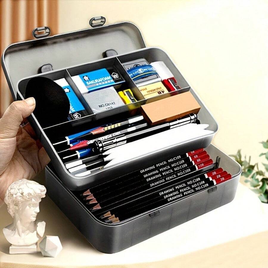 Bộ bút chì vẽ chuyên nghiệp 26/31 chiếc, dụng cụ vẽ tranh ngoài trời, du lịch, đồ dùng nghệ thuật, món quà tốt nhất cho học sinh, họa sĩ. - Nhiều màu - Xem 1