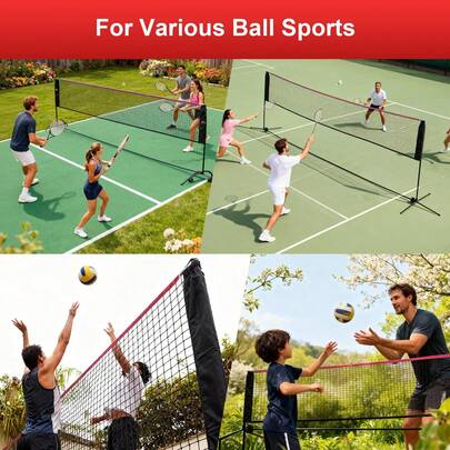 Portable Badminton Net Set, 10FT/14FT/17FT Wide, Adjustable Height Multi Sport Net For Pickleball, Tennis, Volleyball, Soccer Tennis, Indoor Outdoor With Carry Bag, Easy Setup For Backyard
