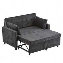 [Sofa Bed With Sleeping Function] Two-Seater Sofa, Double Sleeper Sofa, Adjustable Backrest, Chenille Fabric, High-Density Foam, Living Room Sofa, Sofa With Bed Function - Antique Black - View 3