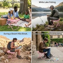 1件/套户外便携折叠凳,迷你紧凑收纳,多功能挂袋,耐磨防刮。适用于徒步旅行、露营、野餐,轻便EDC装备,户外探险,背包旅行必备。 - 彩色 - 查看 6