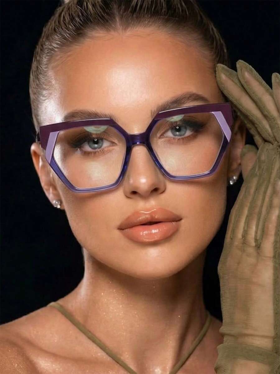 1 Pair Women's Multicolor Cat Eye Contrast Color Casual/Work Versatile Fashion Glasses - Multicolor - View 1
