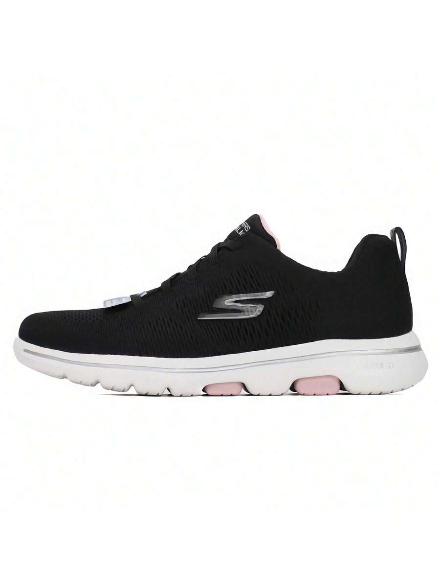 Skechers GO WALK5 一脚蹬网眼运动鞋 - 黑色 - 查看 1