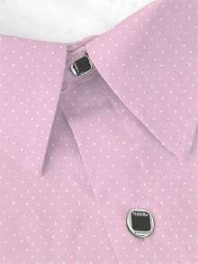 Men's Business Formal Shirt, Spring/Autumn, Can Be Paired With Suit, Patterned With Regular Polka Dots, Visual Style, Silver-Edged Buttons, Regular Fit, Comfortable Wear - Pink - View 5