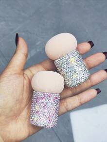 1pc Glitter Rhinestone Makeup Sponge Puff, Concealer Foundation Blending Sponge, Portable Travel Makeup Sponge, Elegant Gift - Multicolor - View 7