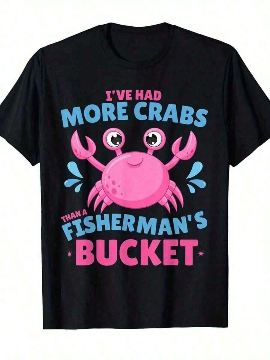 More Crabs Than A Fisherman's Bucket - Funny Rude T-Shirt - Black - View 1
