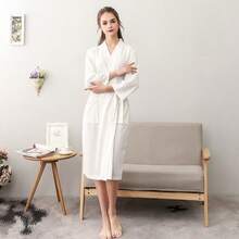 1 Áo choàng tắm cotton kiểu waffle, Áo choàng tắm cotton unisex dành cho người lớn, Mùa xuân/Hè - Nhiều màu - Xem 21