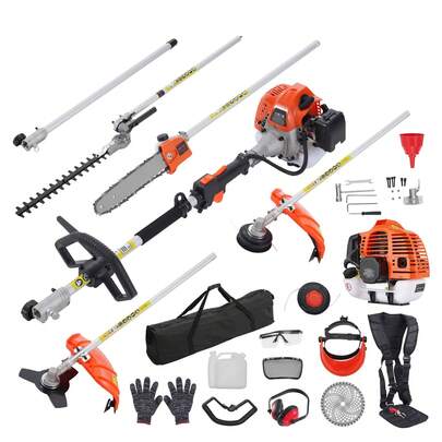 52CC 6-In-1 Multi-Functional Trimming Tools, Gas Hedge Trimmer,  Eater, String Trimmer, Brush Cutter, Edger, Pole Saw Chainsaw Pruner With Extension Pole