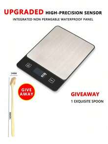1pc Multi-Function Kitchen Electronic Scale, High Precision Weighing, Food Scale, Italian Handheld Coffee Scale, LED Display Panel, Stainless Steel Brushed Weighing Platform, Non-Slip Pad At Bottom - Multicolor - View 21
