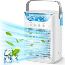 3-Speed Adjustable Summer Air Conditioner Fan, High Air Volume With Mist Spray, Timer Function, 7 LED Lighting Modes, USB Powered For Home, Outdoor, Office, School, Travel - Multicolor - View 12