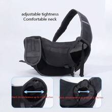 1pc Foldable Pet Carrier Bag, Adjustable Padded Shoulder Strap One Shoulder Cat/Dog Carrier, Breathable Mesh Fabric For Small Pets Like Pomeranian, Teddy - Black - View 3