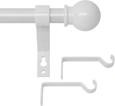 Barras de cortina blancas para ventanas de 28 a 48 pulgadas, juego de barras de cortina resistentes con soportes, barras de cortina decorativas ajustables para dormitorio, sala de estar, barra de cortina de metal de 5/8"