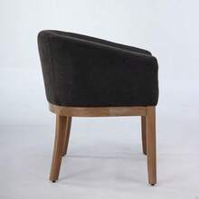 Mid-Century Modern Upholstered Dining Chairs With Arms, Rustic Linen Kitchen And Dining Chairs With Natural Wood Frame, 48cm Wide Side Chairs, Single Pack, Charcoal Grey, DE1891BK - 黑色 - 查看 9