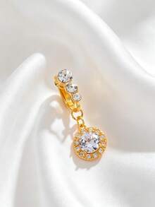 1 chiếc khuyên rốn không cần xỏ lỗ, đính đá Cubic Zirconia 8mm và 3 viên kim cương, kiểu dáng đơn giản phù hợp đeo hàng ngày. - nhẫn rốn giả - Xem 5