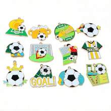 4 pièces Breloques pendentifs de football en émail en alliage métallique pour la fabrication de bijoux DIY pour collier, porte-clés, bracelet - football - Voir 10