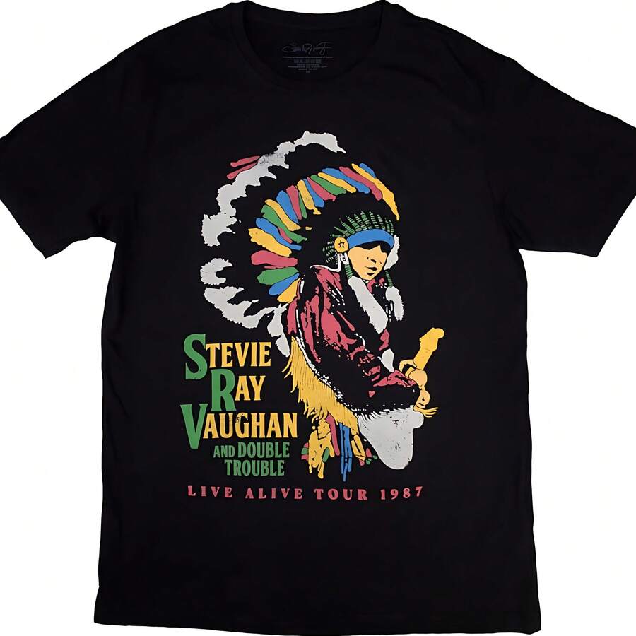 Stevie Ray Vaughan Double Trouble Official T-Shirt Mens - Black - View 1