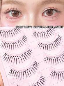Lvcheryl 5 Pairs Of Angel Lashes, Fairy Lashes Strip, Japanese Manga False Eyelashes, Wispy Lashes With Sharp Eyes, Comfortable Simulated Eyelashes, Light And Curly Lashes With Spikes And Bottoms, Lower Lashes Suitable For Daily Makeup - Black - View 5