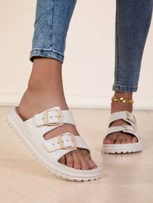 Novo Chinelo Interno Doméstico Macio e Confortável de Sola Grossa e Elevada em EVA Sólido, Adequado para Estudantes. Chinelo Externo Ajustável de Duas Tiras na Moda, Adequado para Escritório, Viagem, Praia, Compras, Caminhada, Absorção de Impacto, Ajuste Largo. Múltiplas Opções de Cores. - Damasco - Visão 10