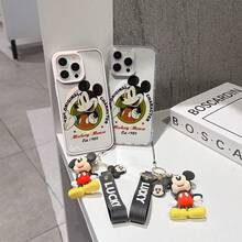 This Disney Mickey Mouse Pattern Lanyard Phone Case Features A Strong Magnetic Closure And Full Coverage Of Acrylic And TPU Material. It's Shockproof, Lightweight, And Suitable For IPhone17/16/11/13/15/15 Plus/15 Pro/15 Pro Max/12/14 Pro Max/11 Pro Max/12 Pro/12 Pro Max/13. It's A Popular Birthday Gift, Business Gift, Durable, Stain-Resistant, And Fingerprint-Resistant New Phone Case For Men And Women. It Also Includes A Mickey Mouse Phone Case And Mickey Mouse Doll Bracelet. Compatible With SamsungGalaxy S20, S21, S22, S23, And S24 Series. It's The Perfect Gift For Friends And Family. This Stylish Phone Case Is Fun, Lightweight, And Durable. IPhone17 Pro Max Phone Case, Minnie Phone Case. - 粉色 - 查看 8