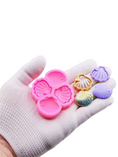 Un molde de silicona con forma de concha marina, adecuado para moldear arcilla polimérica, pendientes DIY, colgantes, accesorios para el cabello, pasadores para el cabello, moldes de artesanía de arcilla polimérica, moldes de decoración de resina epoxi DIY y herramientas decorativas hechas a mano.