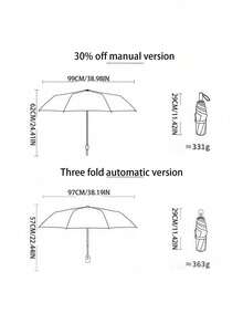 1pc Leopard Print Fully Automatic Retro Dual-Use Sunshade & Umbrella, Foldable UV Protection - As Shown - View 8