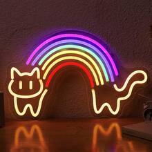 1pc Rainbow Cat Neon Sign – Acrylic Board With Light Strip, Cute Cat Shape, Dimmable, USB Powered – Perfect For Wall Decor In Bedroom, Kid's Room, Pet Shop, Game Room – Ideal Gift For Cat Lovers, Pride Month, Birthday, Christmas – Great For Home, Cafe, Cat Cafe, Nursery Decor - Multicolor - View 8