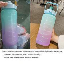 67.63oz/2L Large Capacity Ombre Color Plastic Straw Sports Water Bottle, Outdoor Portable Straw Water Jug - Cadet Blue - View 2