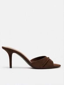 2026 Spring/Summer New Women's Shoes, Mule Style Mid/Low Heel Sandals - Coffee Brown - View 2