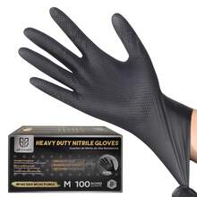 100 Pcs Heavy Duty Mechanic Nitrile Black/Orange/Green Disposable 8 MIL Diamond Gloves - 100Pieces (M size) - View 1