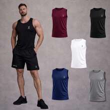 Men's Tank Top, Dry Fit, Lightweight, Comfortable, Durable, Wrinkle-Free - 黑色 - 查看 2