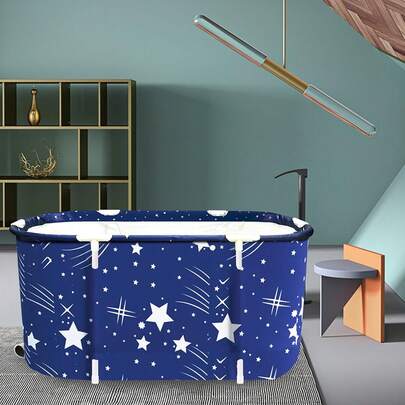 Large Portable Bath Tub For Adults Folding Japanese Soaking Bathtub For Cold Warm Spa Indoor Outdoor Use Blue