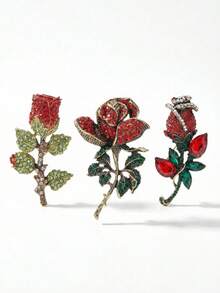 Luxuriöse Strass-Rose Broschen - Pflanzennadeln für Frauen und Unisex, Lässig Party Schmuckzubehör / Geschenke für Freunde, Abzeichen Dekoration - Rosen - Übersicht 7