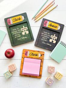 1pc Customizable Teacher Cute Classroom Sticky Note Holder, Custom Text,Personalized Pencil Shaped Note Holder,Thank You Gift For Teachers,Teacher Appreciation Back To School Gift - Multicolor - View 2