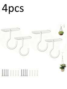 2-Hole Installation Multi-Function Hook Set, For Hanging Plants And Flower Baskets, Minimalist Ceiling Hook, Suitable For Balcony, Patio, Garden Accessories, Outdoor Garden Decor, Home Room Decoration - Hook Up - View 13