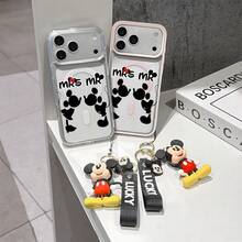 This Disney Mickey Mouse Pattern Lanyard Phone Case Features A Strong Magnetic Closure And Full Coverage Of Acrylic And TPU Material. It's Shockproof, Lightweight, And Suitable For IPhone17/16/11/13/15/15 Plus/15 Pro/15 Pro Max/12/14 Pro Max/11 Pro Max/12 Pro/12 Pro Max/13. It's A Popular Birthday Gift, Business Gift, Durable, Stain-Resistant, And Fingerprint-Resistant New Phone Case For Men And Women. It Also Includes A Mickey Mouse Phone Case And Mickey Mouse Doll Bracelet. Compatible With SamsungGalaxy S20, S21, S22, S23, And S24 Series. It's The Perfect Gift For Friends And Family. This Stylish Phone Case Is Fun, Lightweight, And Durable. IPhone17 Pro Max Phone Case, Minnie Phone Case. - màu đen - Xem 3