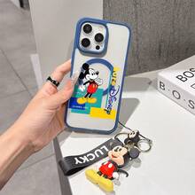 This Disney Mickey Mouse Pattern Lanyard Phone Case Features A Strong Magnetic Closure And Full Coverage Of Acrylic And TPU Material. It's Shockproof, Lightweight, And Suitable For IPhone17/16/11/13/15/15 Plus/15 Pro/15 Pro Max/12/14 Pro Max/11 Pro Max/12 Pro/12 Pro Max/13. It's A Popular Birthday Gift, Business Gift, Durable, Stain-Resistant, And Fingerprint-Resistant New Phone Case For Men And Women. It Also Includes A Mickey Mouse Phone Case And Mickey Mouse Doll Bracelet. Compatible With SamsungGalaxy S20, S21, S22, S23, And S24 Series. It's The Perfect Gift For Friends And Family. This Stylish Phone Case Is Fun, Lightweight, And Durable. IPhone17 Pro Max Phone Case, Minnie Phone Case. - màu đen - Xem 5
