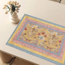 1pc/4pcs/6pcs Bohemian Style Printed Linen Placemats, Suitable For Dining Table, All Season Decor, Modern Washable Tablemats, Room Decor, Coasters, Kitchen Dining Mats, Indoor Outdoor Party Decoration, Home Decor, Ideal Gift - Multicolor - View 3