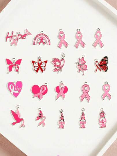 Colgante con lazo y corazón rosa, nuevo colgante de moda con corazón de mariposa rosa para manualidades, adecuado para hacer pendientes, collares, pulseras, llaveros, adornos de bolso, excelente material para hacer regalos festivos, regalos para amigos, material encantador para hacer joyas