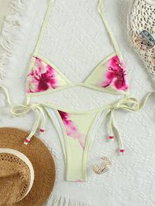 Bộ bikini nữ thanh lịch, gợi cảm, họa tiết hoa, với dây đeo đính hạt đỏ trắng, đồ bơi hai mảnh co giãn cao, thoải mái và bền bỉ, được làm từ vải co giãn tốt. Lý tưởng cho mùa hè, bãi biển, kỳ nghỉ, tiệc tùng, các hoạt động bên bờ biển và hồ bơi. Sự lựa chọn hoàn hảo cho vẻ ngoài thời trang ở bãi biển và hồ bơi. - Nhiều màu - Xem 2