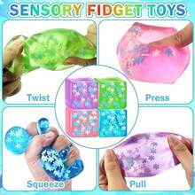Adult Stress-Relief Toy, Glowing Snowflake Cube Squeeze Ball, Slow-Rebound Candy Toy, Sensory Toy, Malt Ball Stress-Relief, Suitable For Party Favors And Birthday Gifts. - 1件藍色 - 查看 4