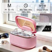 45kHz Ultrasonic Jewelry Cleaner Machine, 550ML Stainless Steel  Cleaner 5 Digital Timers, 3 Power Levels, Degas Mode & 2*100ml Solution, Professional Cleaner For Rings, Glasses, Watch Bands - Pink - US A Type Plug(110-127V) - View 5