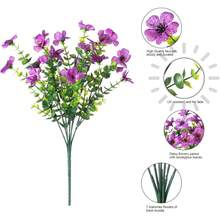 1 pièce - Plantes simulées, fleurs, décoration extérieure de printemps et d'été, faux soie, marguerites colorées, arbres d'eucalyptus, protection UV réaliste, plantation extérieure d'entrée de maison, rebords de fenêtre de cour, décoration de cour, décoration d'entrée de jardin de la maison - Prune - Voir 4
