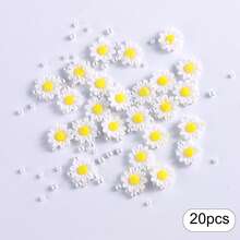 3D雛菊美甲裝飾，卡通蜜蜂樹脂美甲飾品，花朵珍珠與魚子醬珠美甲配件，無味，適合女性美甲飾品 - 彩色 - 查看 24