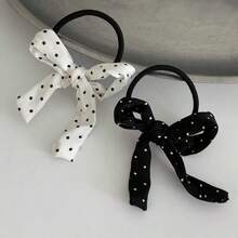 2 piezas Scrunchies para el cabello de mujer con lunares y lazo, lazos de moda minimalistas, accesorios de cabello versátiles adecuados para uso diario, viajes, cumpleaños - Multicolor - Ver 1