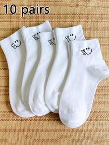 1/5/10 pares de calcetines de tobillo personalizados con expresiones lindas para mujer/pareja, calcetines invisibles, adecuados para uso diario, festivales, exteriores, regalo de Navidad - Blanco y Negro - Ver 18